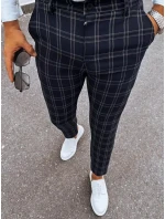 Pánske čierne kockované nohavice FashionStreet UX3953