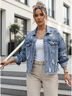 Dámska džínsová bunda s odrením modrá FashionStreet TY5688