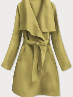 Minimalistický dámsky kabát v olivovej farbe (747ART)