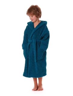 Detský župan Athena s kapucňou 3116 petrol - Vestis