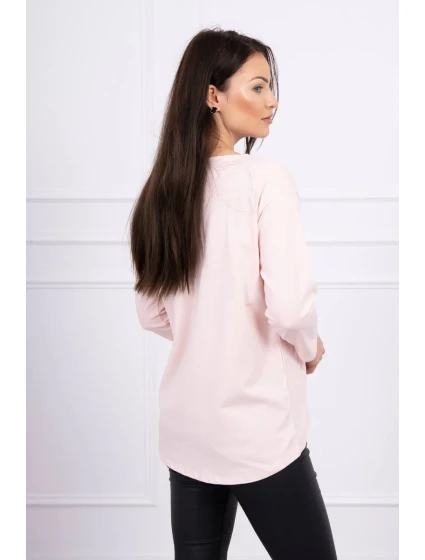 Blúzka s 3D grafikou, krajková, púdrovo ružová