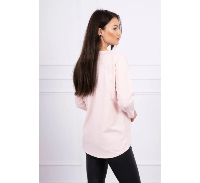 Blúzka s 3D grafikou, krajková, púdrovo ružová