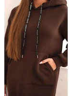 Dámske bavlnené zateplené šaty s kapucňou Brown