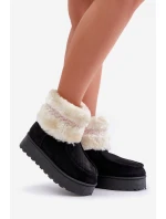 Dámské Sněhule Na Platformě S Kožíškem A Vzorem Černé model 21678807 - Boto