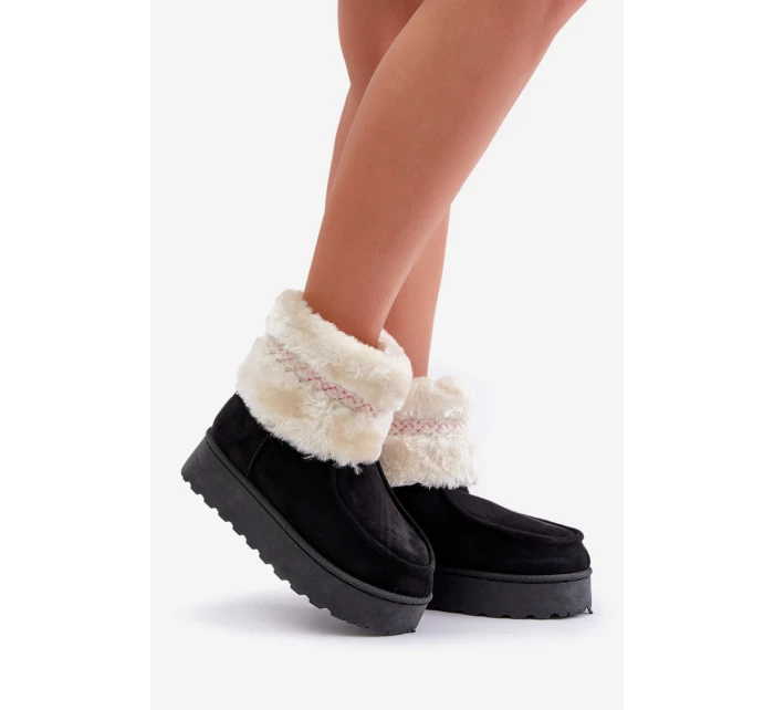 Dámské Sněhule Na Platformě S Kožíškem A Vzorem Černé model 21678807 - Boto
