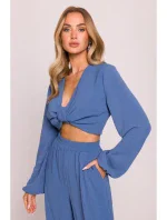 M861 Crop top so zaväzovaním vpredu - džínsy