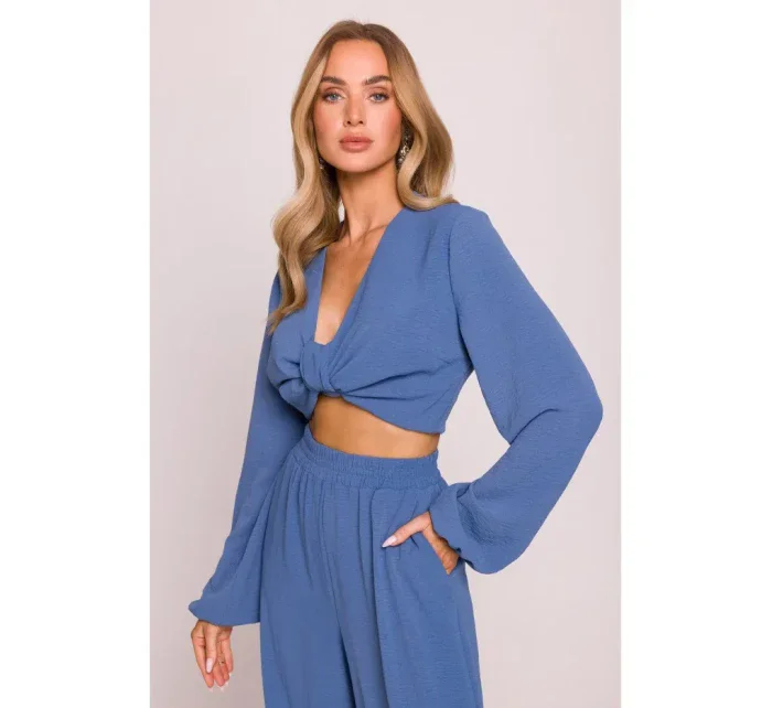 M861 Crop top so zaväzovaním vpredu - džínsy