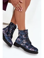 Dámske zateplené členkové topánky 57C1052 Dark Blue Pattern - Artiker