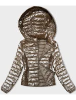 Béžová dámska prešívaná bunda s kapucňou (16M9105-84)