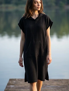 dámske vaflové pončo Saimaa s kapucňou Black Beauty