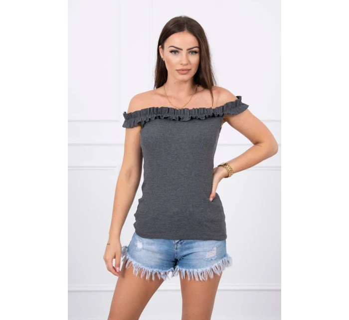 Trblietavá blúzka s volánikmi grafitová
