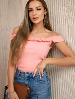 Španielska blúzka s volánikmi marhuľová