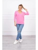 Blúzka s výstrihom do V svetlo ružová