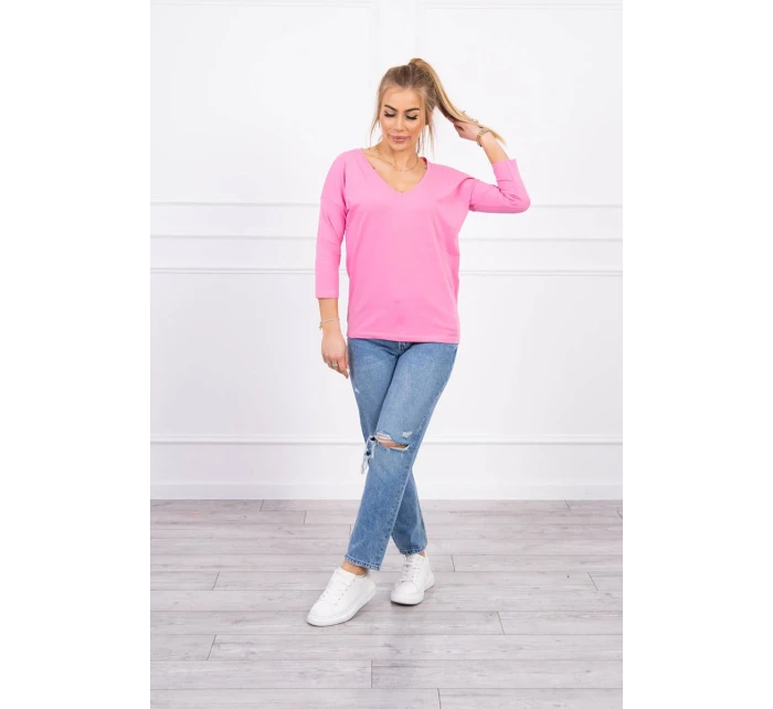 Blúzka s výstrihom do V svetlo ružová