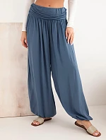 Dámske viskózové nohavice so širokými nohavicami a džínsovým vzorom