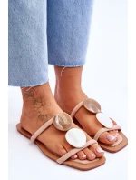 Zamszowe Klapki Z Ozdobami Nude Victoria Zamszowe Klapki Z Ozdobami Nude Victoria