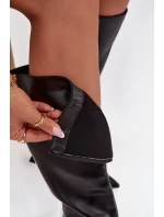 Dámske topánky Vionette pod kolená na podpätku - čierne Dámske topánky Vionette pod kolená na podpätku - čierne