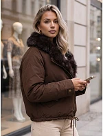 Dámska zimná bunda s odnímateľným golierom, hnedá, FashionStreet TY6071