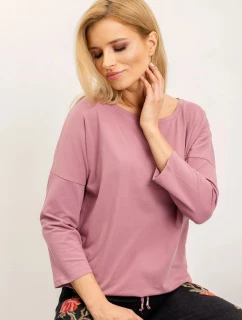 Dámska voľná blúzka v špinavoružovej farbe so zaväzovaním na spodku (4691)