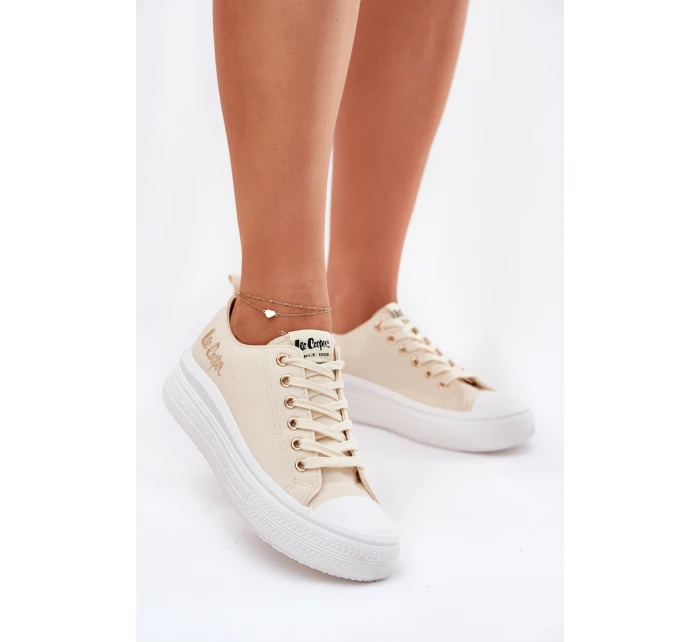 Trampki Damskie Na Platformie Lee Cooper LCW-24-44-2464L Beżowe