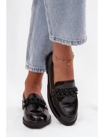 Mokasyny Damskie Lakierowane Z Koralikami S.Barski HY52-541 Czarne