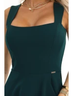 dlouhé šaty s rozparkem na nohou a výstřihem typu  lahvově zelené model 21479060 - numoco