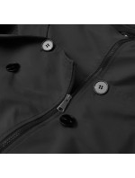 Černý dvouřadový kabát s páskem (AG3-011)