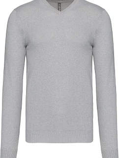 K Pánský svetr s výstřihem do V 20.K grey melange model 22431466 - Kariban