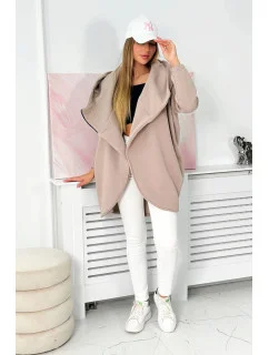 Krátka mikina na zips tmavo béžová