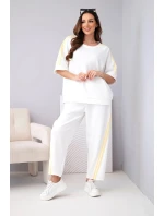 Dámska maslová viskózna mikina a nohavice s tienidlami biela