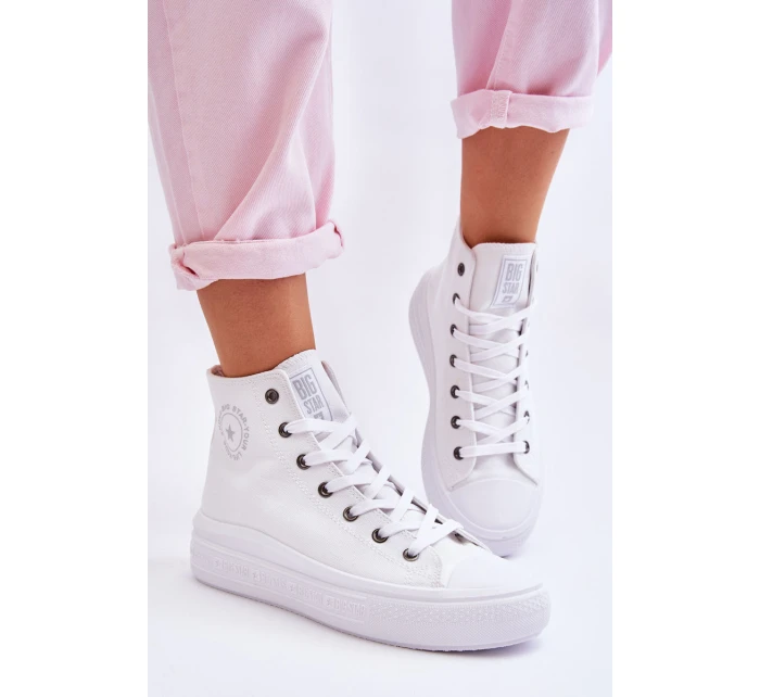 Damskie Wysokie Trampki Materiałowe Big Star LL274A183 Białe
