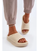 Klapki Damskie Na Platformie Big Star NN274A034 Beżowe