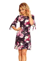 Dámske šaty 217-5 Čierne s kvetmi - Numoco Dámske šaty 217-5 Čierne s kvetmi - Numoco