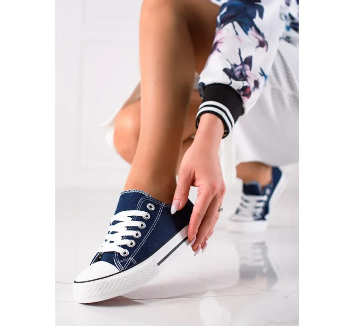 Komfortní dámské tenisky modré bez podpatku Komfortní dámské tenisky modré bez podpatku