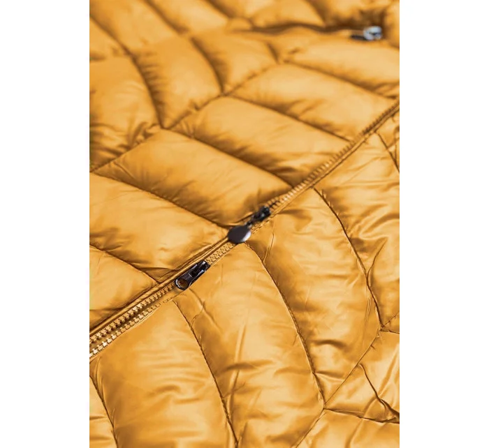 Dámska prešívaná bunda s kapucňou žltá (8916-c)