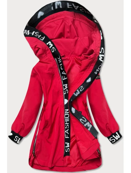 Jednoduchá červená dámska bunda (B8018-4)