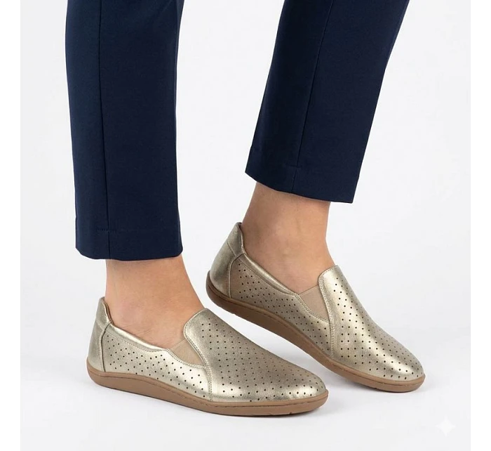 Kožené a šnurovacie barefoot topánky zlaté M.Daszynski OL38-2 Kožené a šnurovacie barefoot topánky zlaté M.Daszynski OL38-2