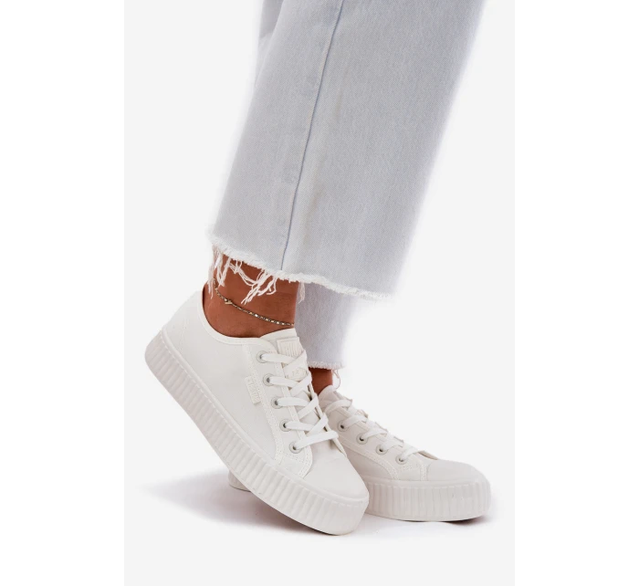 Materiałowe Trampki Damskie Na Platformie Big Star RR274776 Białe