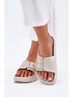 Dámské Pěnové Pantofle Na Platformě S Přezkou Béžové model 21697854 - Boto