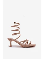 Dámské sandály na podpatku s pásky Béžové model 22103005 - Boto