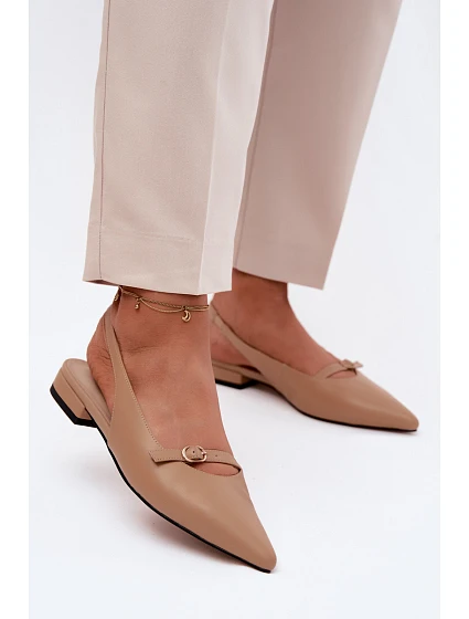 Kožené sandále na nízkom podpätku Maciejka K7449-04 dark beige