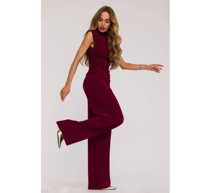 Souprava s topem a širokými kalhotami bordó model 21479337 - Moe