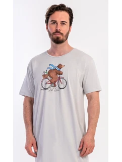 Pánska nočná košeľa s krátkym rukávom Medveď na bicykli