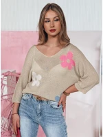 Dámský prolamovaný svetr beige Dstreet model 21976226 - FashionStreet Dámský prolamovaný svetr beige Dstreet model 21976226 - FashionStreet