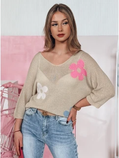 Dámský prolamovaný svetr beige Dstreet model 21976226 - FashionStreet