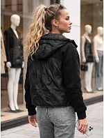 Dámska prešívaná prechodná bunda s kapucňou, čierna, FashionStreet TY6093 Dámska prešívaná prechodná bunda s kapucňou, čierna, FashionStreet TY6093