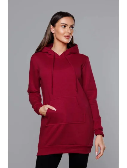 Dámská klokaní mikina ve vínové bordó barvě model 17789384 - J.STYLE Dámská klokaní mikina ve vínové bordó barvě model 17789384 - J.STYLE
