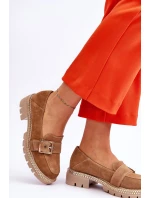 Modne Zamszowe Mokasyny Ciemnobeżowe Eloisa