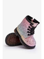 Dziecięce Brokatowe Botki Ocieplane z Suwakiem Multikolor Saussa Dziecięce Brokatowe Botki Ocieplane z Suwakiem Multikolor Saussa