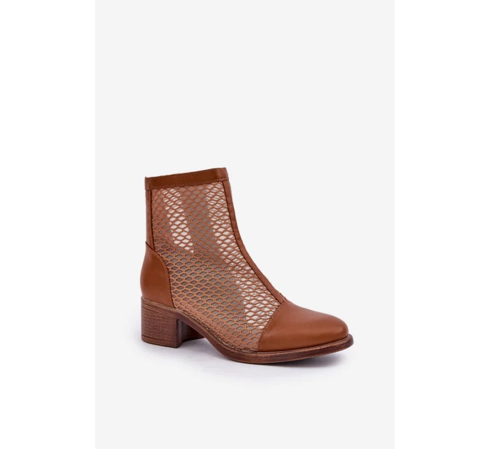 Síťované Dámské Boty Na Podpatku Hnědé model 21683781 - Boto Síťované Dámské Boty Na Podpatku Hnědé model 21683781 - Boto